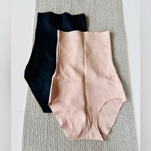 Skinnygirl Set/2 Nude Black Tummy Control Shaping Briefs Panties Shapewear Small